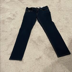 Hollister Women's Dark Blue Straight Leg Jeans